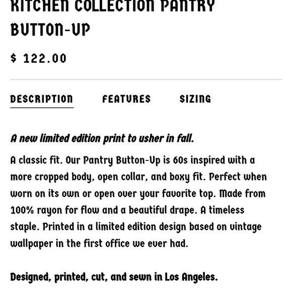 Big Bud Press Kitchen Collection Pantry Button-Up Short Sleeve Vegetable Size S - Picture 12 of 12